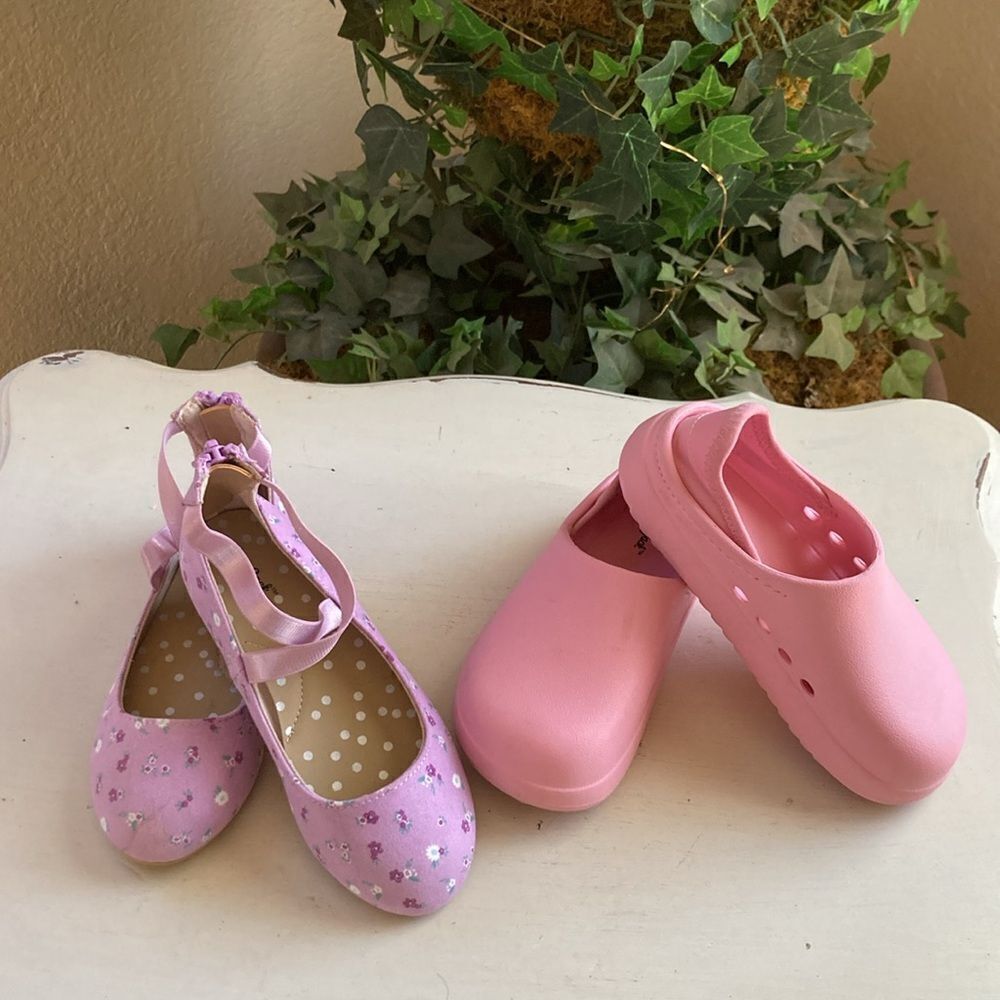 Bundle of Cat & Jack Little Girl Shoes One Floral Ballerina 10 Style One Slip 9
